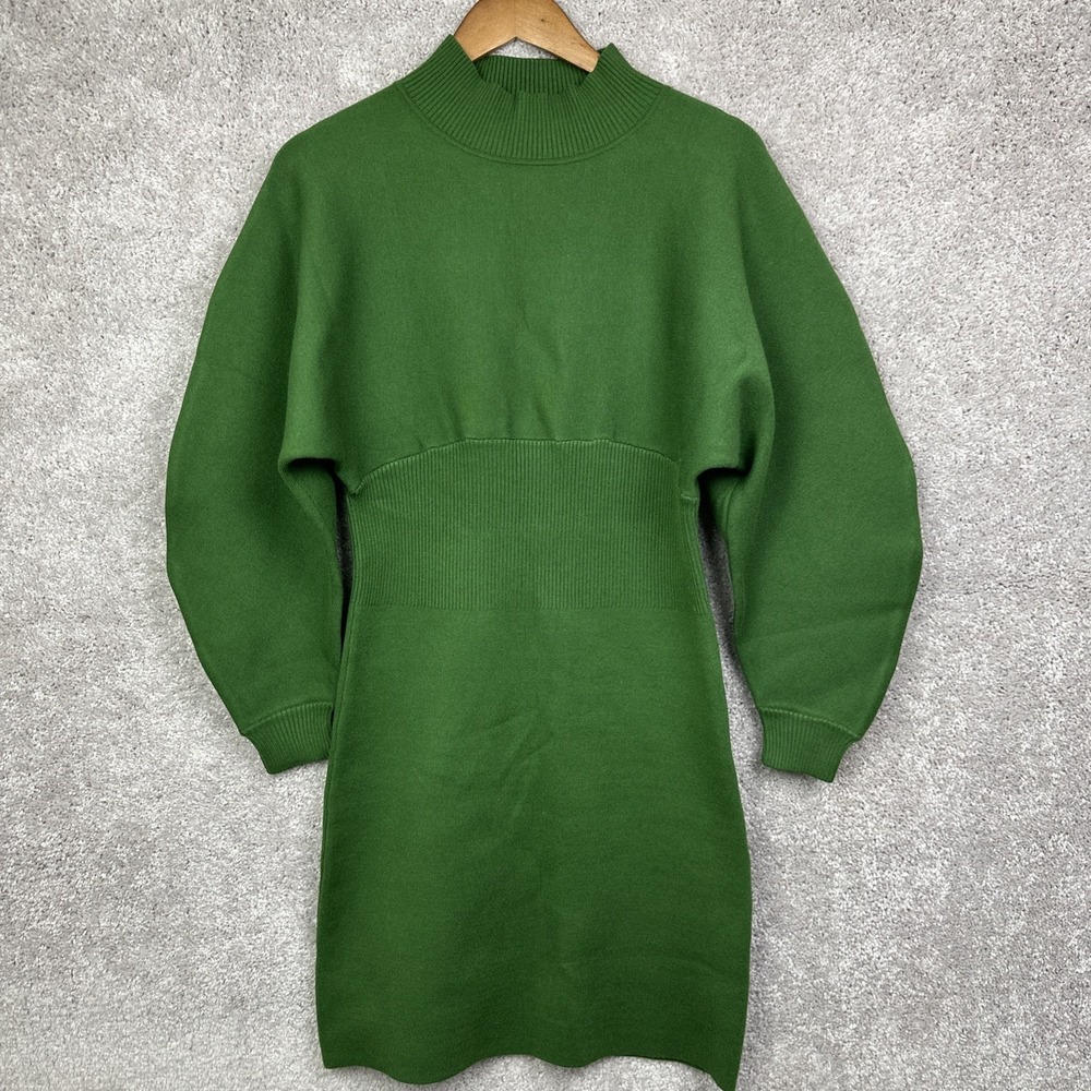 Modern Citizen Moya‎ Mock Neck Sweater Dress Size Small Green Knit Viscose Blend